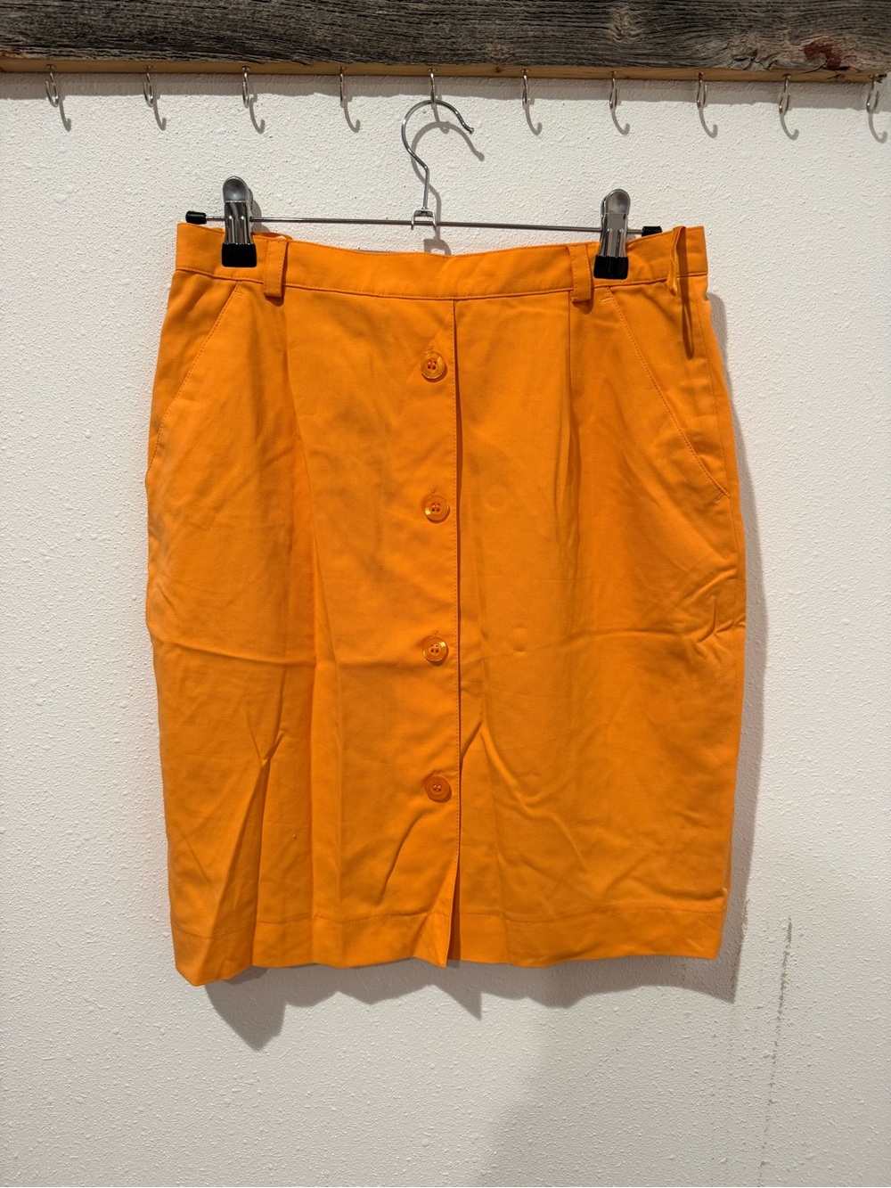 Women's Orange Button-Front Midi Skirt